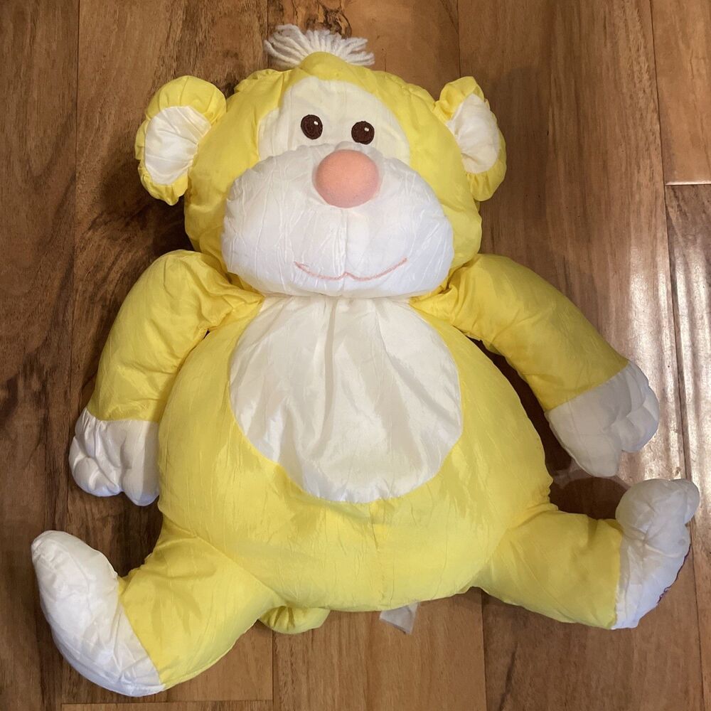 Vintage 1980s Fisher-Price Wild Puffalumps Yellow Monkey Plush Nylon